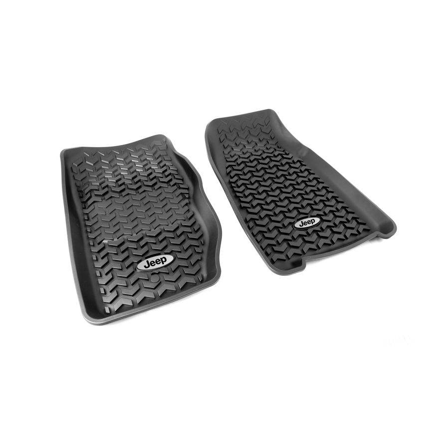 Rugged Ridge Floor Liner Front Black 1984-2001 Jeep Logo Cherokee XJ