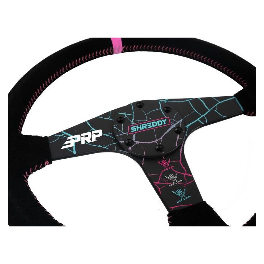 PRP Seats SHRDYG255 PRP Shreddy Flat Suede Steering Wheel - Cracked