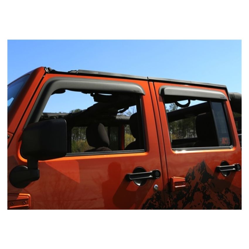 Window Visors Matte Blac k 4 Door 07-18 Jeep Wran