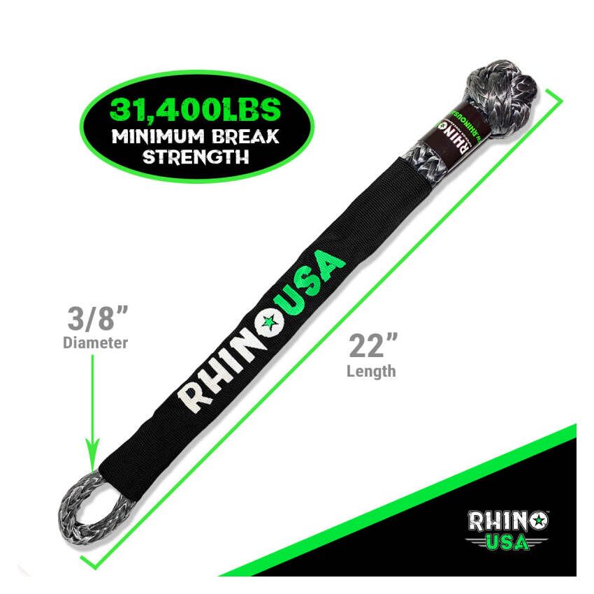 Rhino USA SFTSHACK38-GRY-1 Synthetic Soft Shackle (1Pk 3/8InX22In) (Gray)