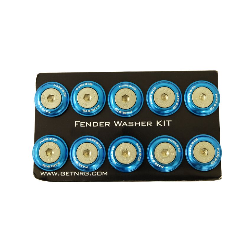 NRG Fender Washer Kit w/Rivets For Plastic (Blue) - Set of 10