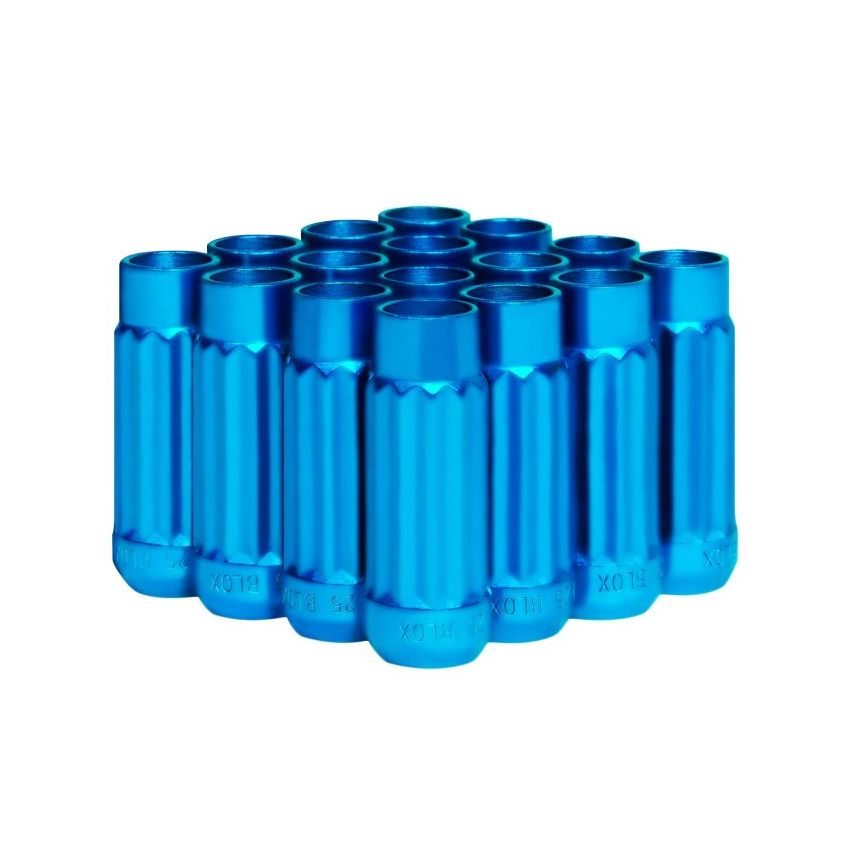 BLOX Racing Tuner 12P17 Steel Lug Nuts - Blue 12x1.25 Set of 16 12-Sided 17mm