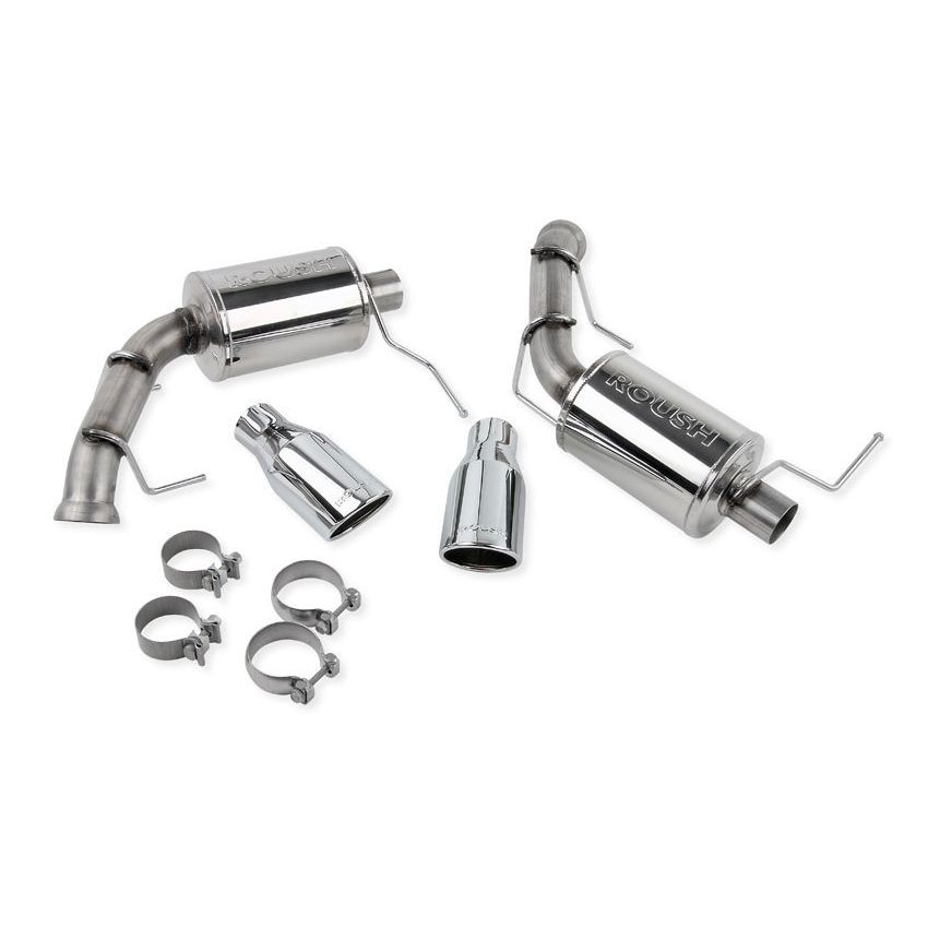 ROUSH 2011-2014 Ford Mustang V8 Enhanced Sound Dual Axle-Back w/ Round Tips