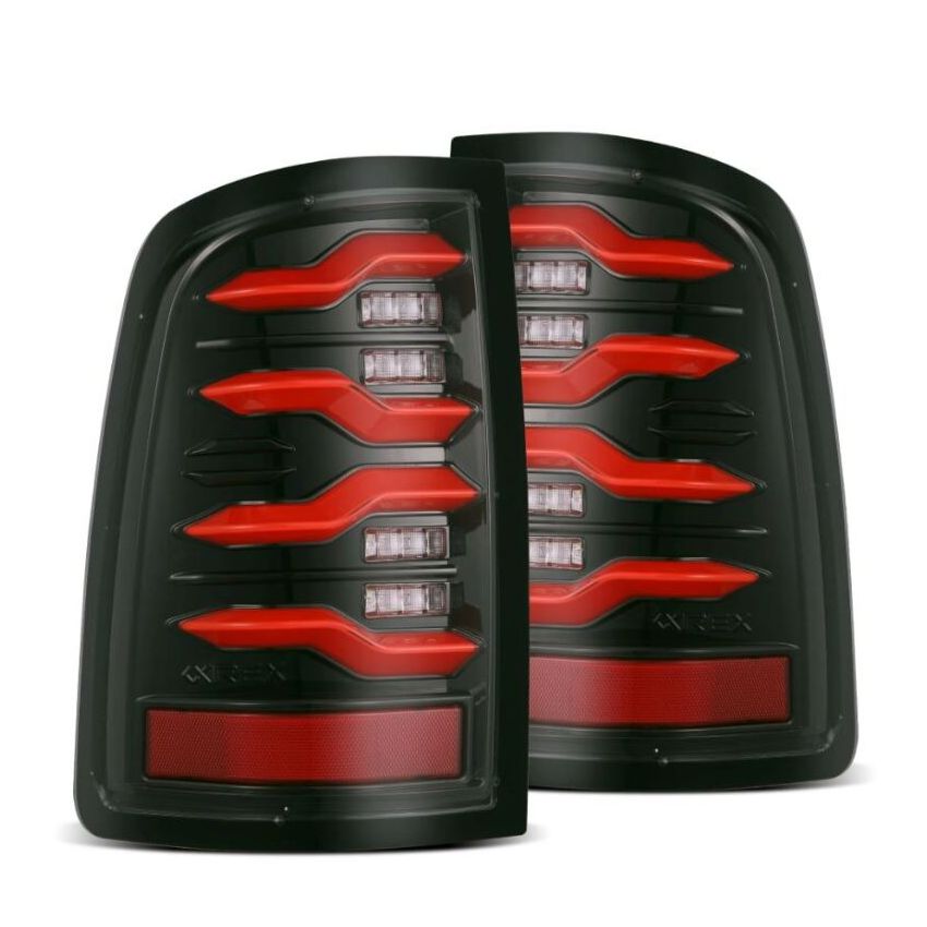 AlphaRex 640002 09-18 Dodge RAM LUXX-Series LED Taillights Black Red w/Actv Light & SS