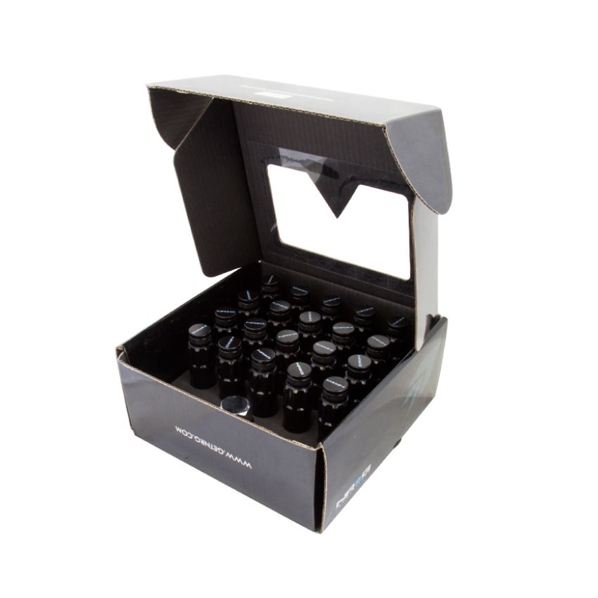 NRG 700 Series M12 X 1.5 Steel Lug Nut w/Dust Cap Cover Set 21 Pc w/Locks & Lock Socket - Black