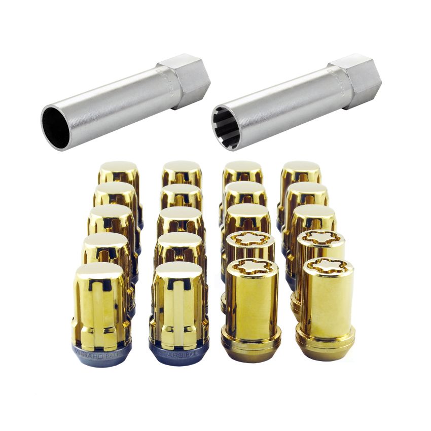 McGard (65554GDC 12X1.25 MCG 5 LUG SPLINEDRIVE KIT, GOLD W/WHL LKS CLAMSHELL)