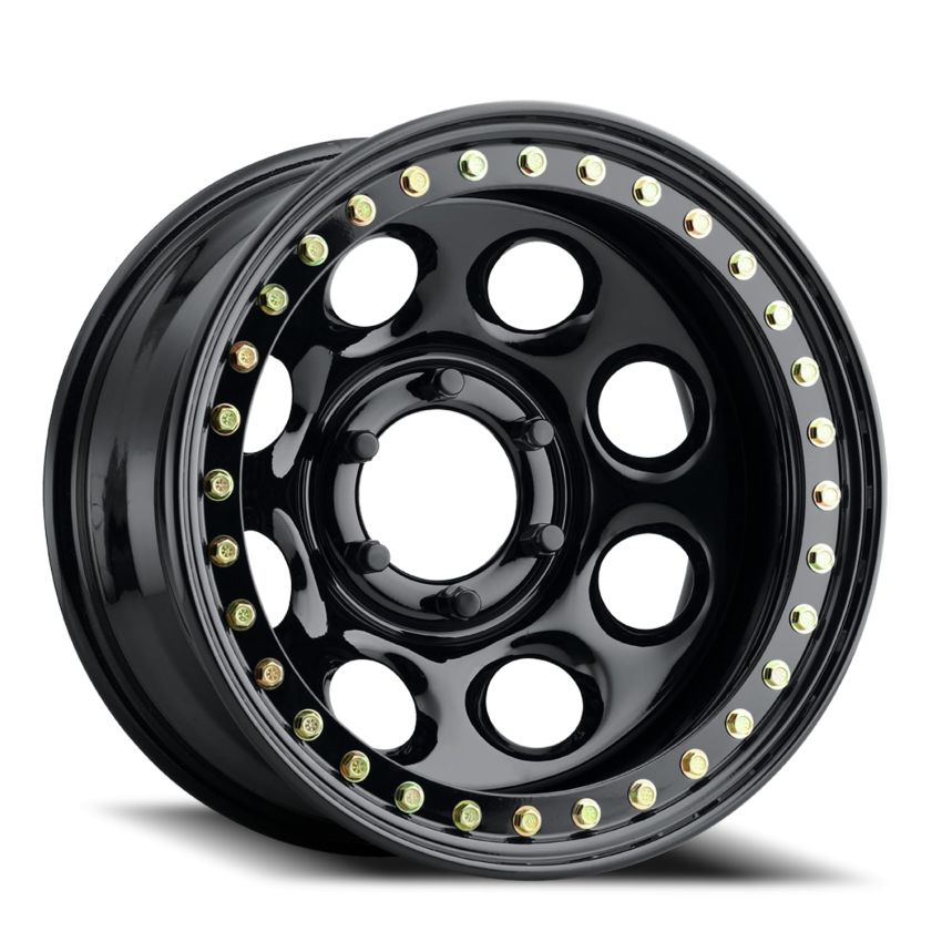 Raceline RT81 Rock 8 15x10in / 5x139.7 BP / -44mm Offset / 107.95mm Bore- Gloss Black Beadlock Wheel