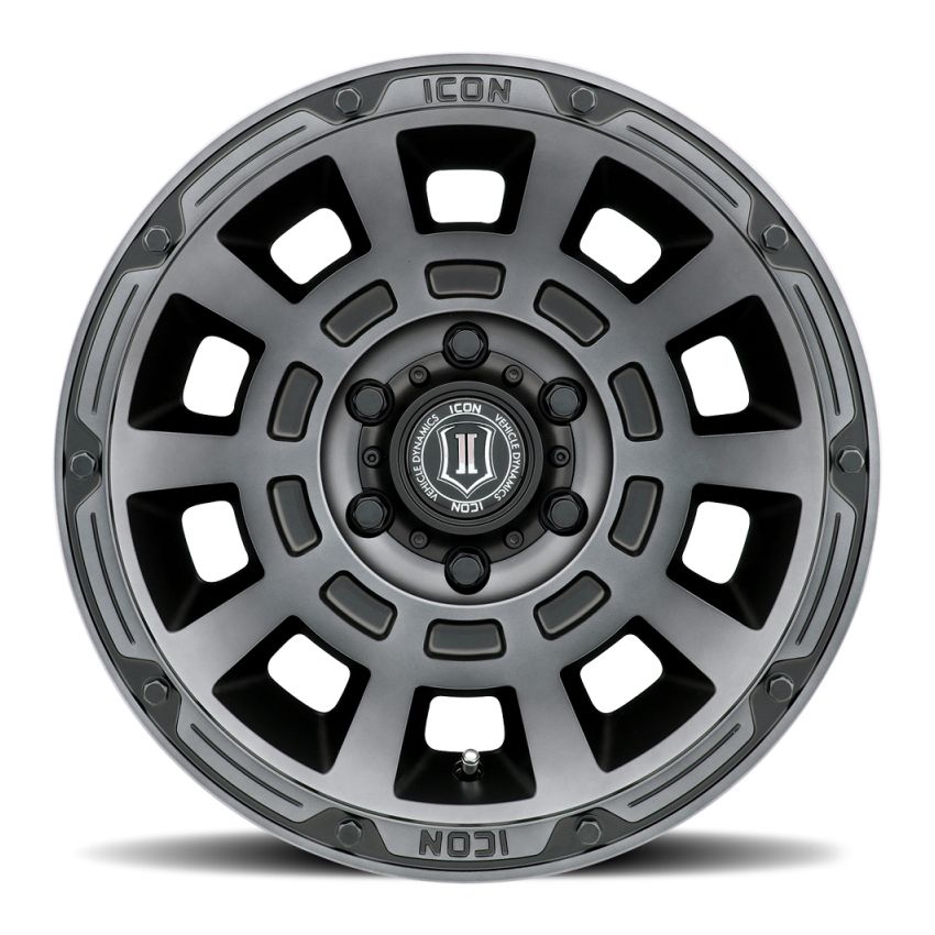 ICON Thrust 17x8.5 6x135 6mm Offset 5in BS Smoked Satin Black Tint Wheel