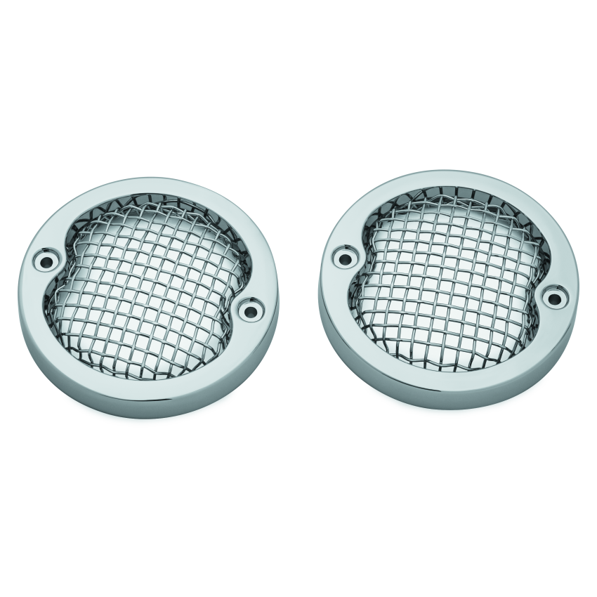 Kuryakyn 6513 Mesh Turn Signal Bezels 3-1/4in Chrome