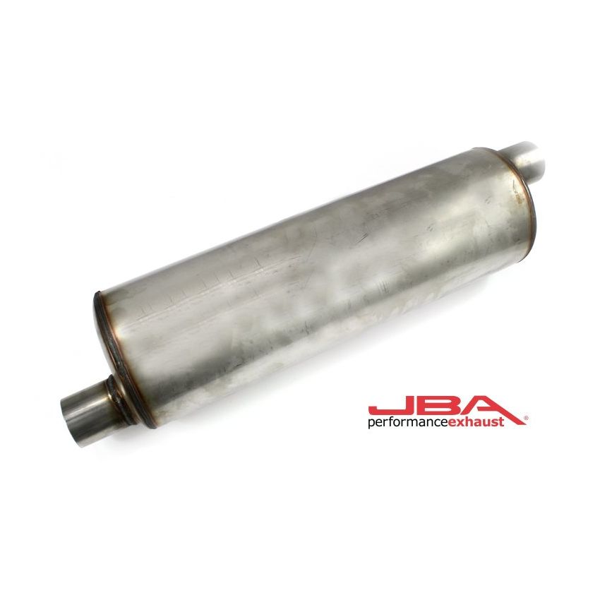 JBA Universal Chambered 304SS Muffler 22in x 7in Round 2.5in Offset/Offset