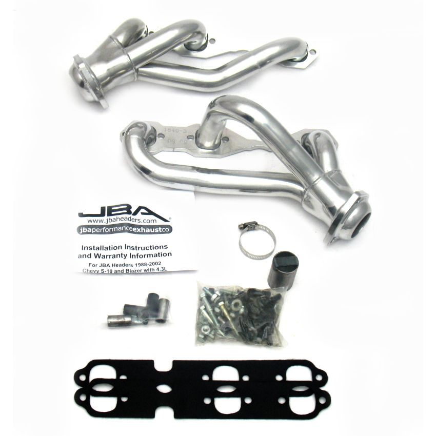 JBA 88-95 & 02-03 GM S-Truck 4.3L V6 4WD 1-1/2in Primary Silver Ctd Cat4Ward Header