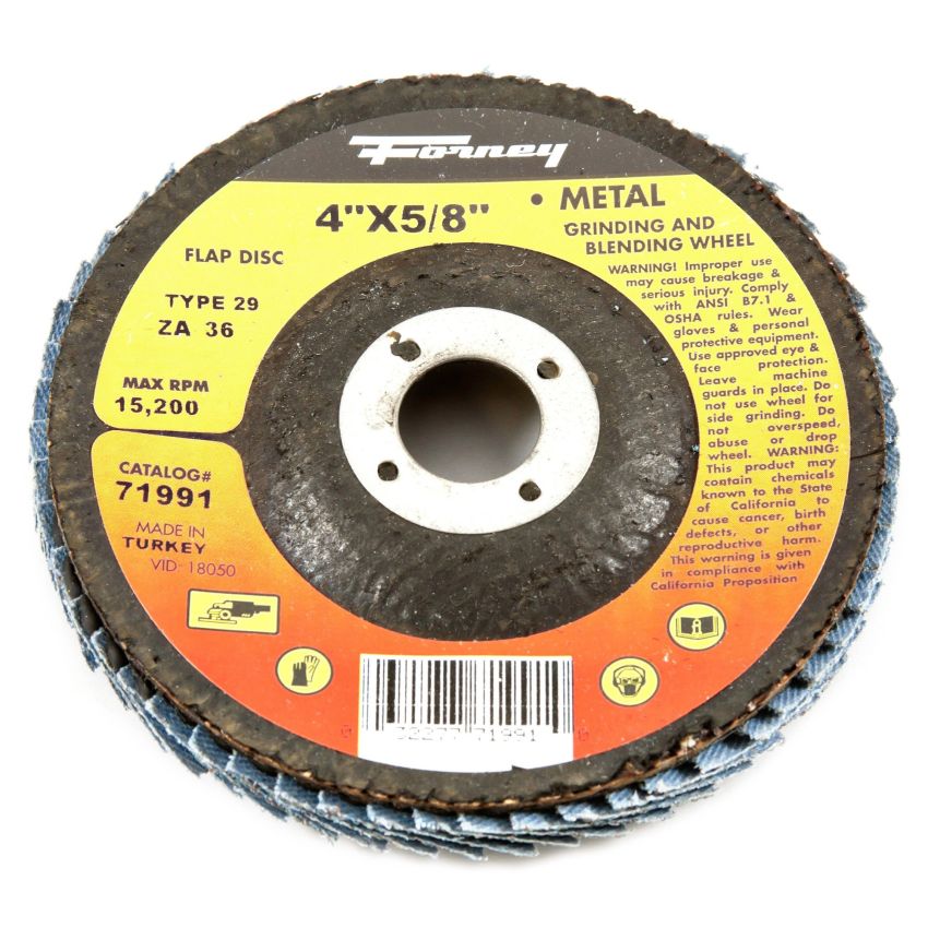 Forney 71993 Flap Disc, Type 29 Blue Zirconia with 5/8-Inch Arbor, 80-Grit, 4-Inch