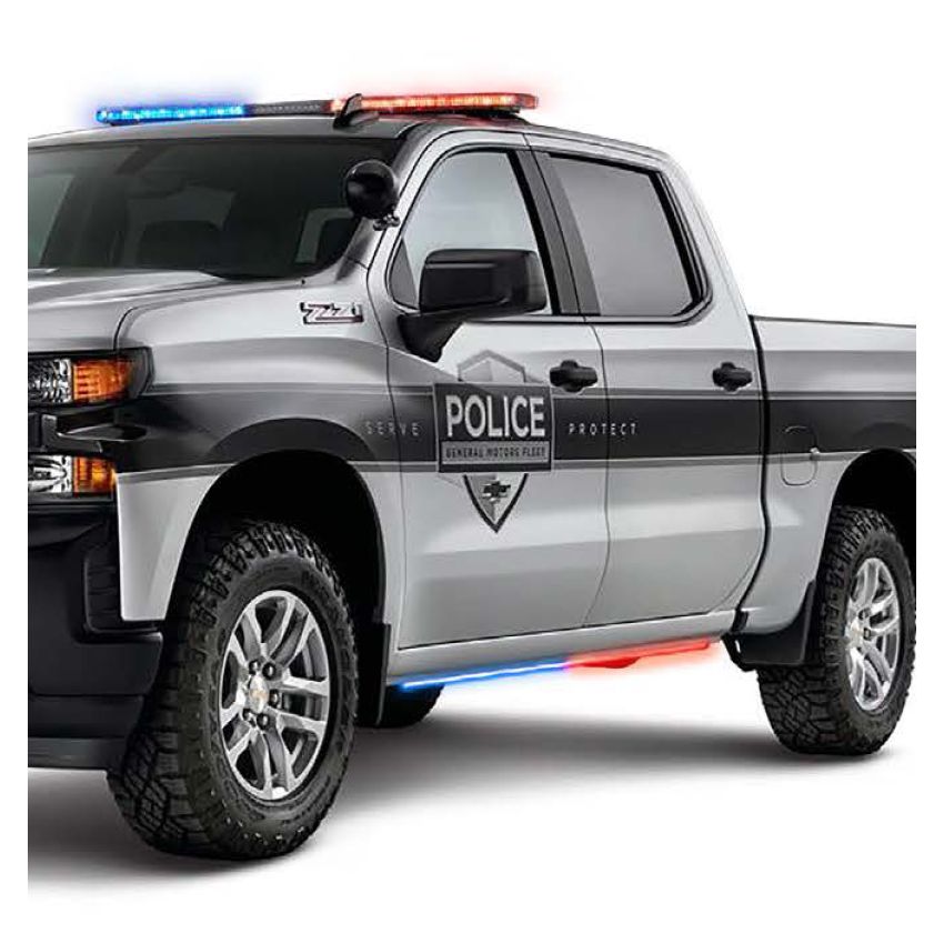 Putco 901901260 19-23 Chevrolet Silverado Blade Rocker Sideliners - Blue & White w/ White Override