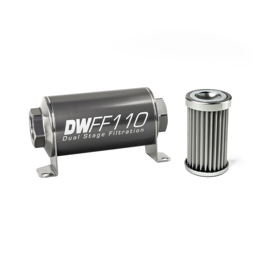 DeatschWerks 8-03-110-005K Stainless Steel 5 Micron Universal Inline Fuel Filter Housing Kit (110mm)