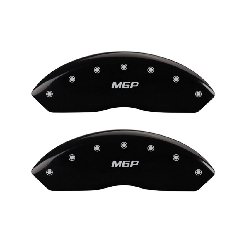 MGP 16232FMGPBK Front set 2 Caliper Covers Engraved Front  Black finish silver ch