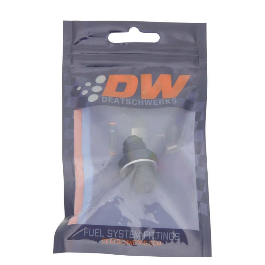 DeatschWerks 6AN Male Flare to M16 X 1.5 Male Metric Adapter (Incl Washer) - Anodized Matte Black