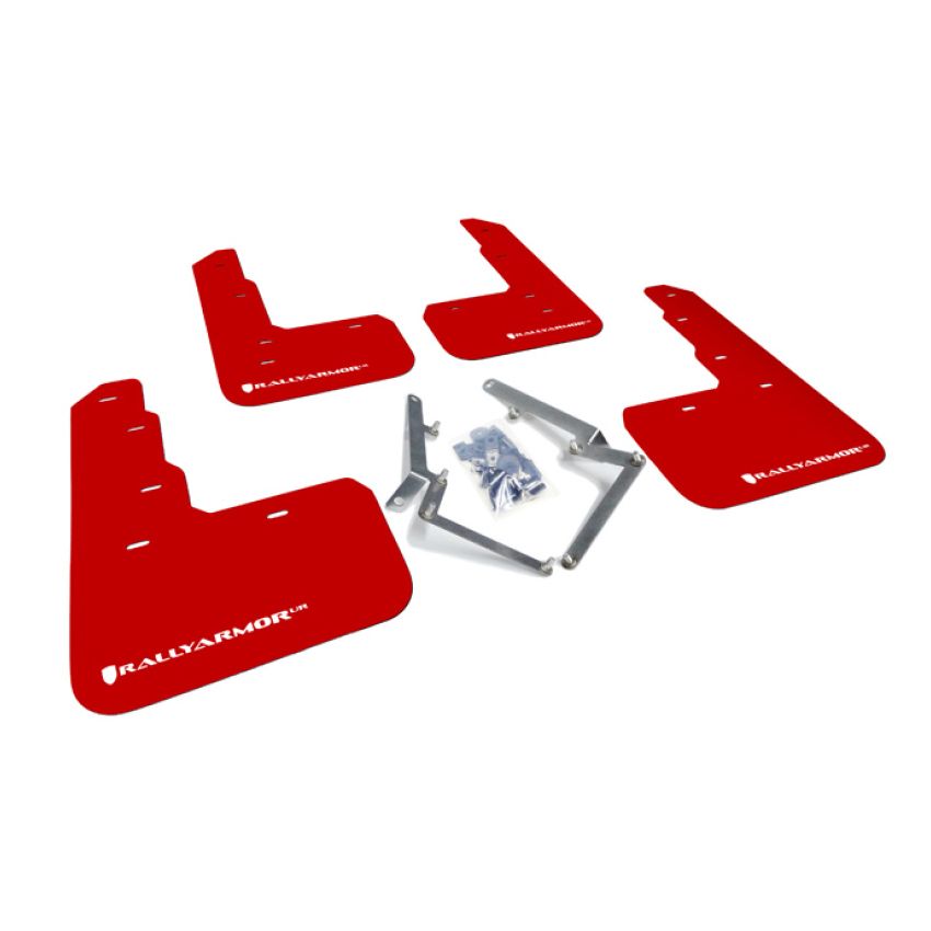 Rally Armor 17-18 Honda Civic Type R (Type R Only) UR Red Mud Flap w/ White Logo