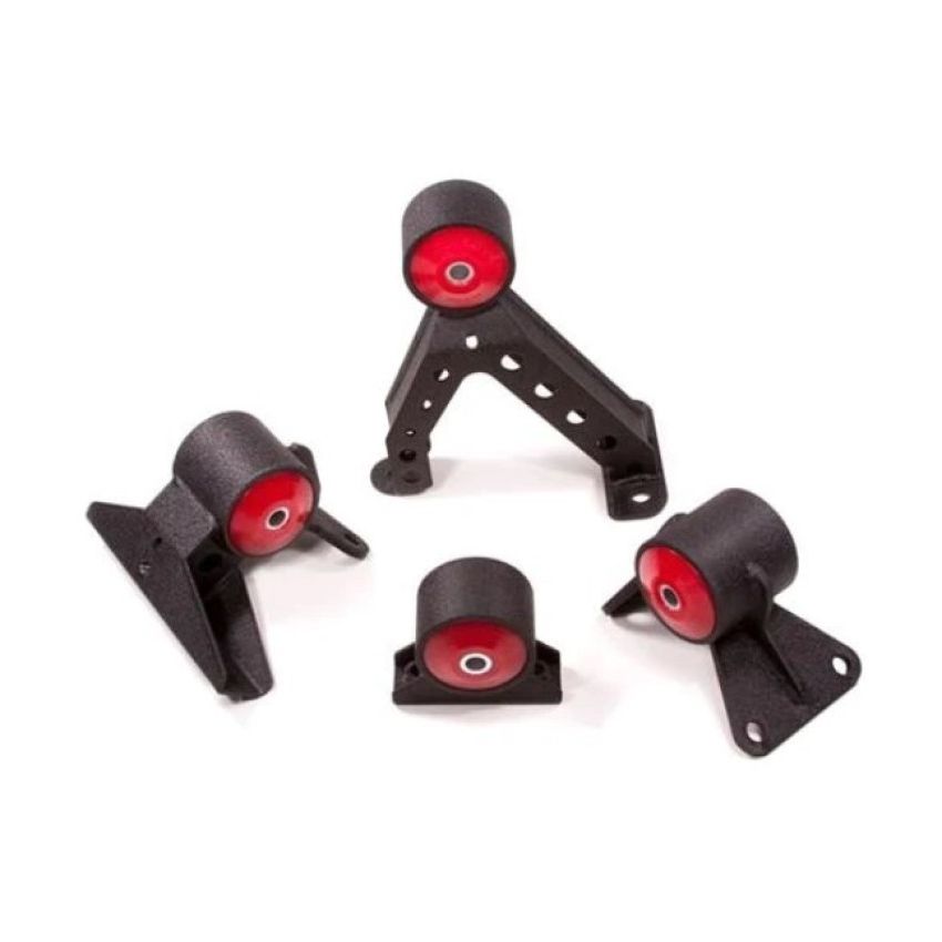 Innovative 07-13 Mitsubishi Evolution 4B11T Black Steel Mounts 75A Bushings