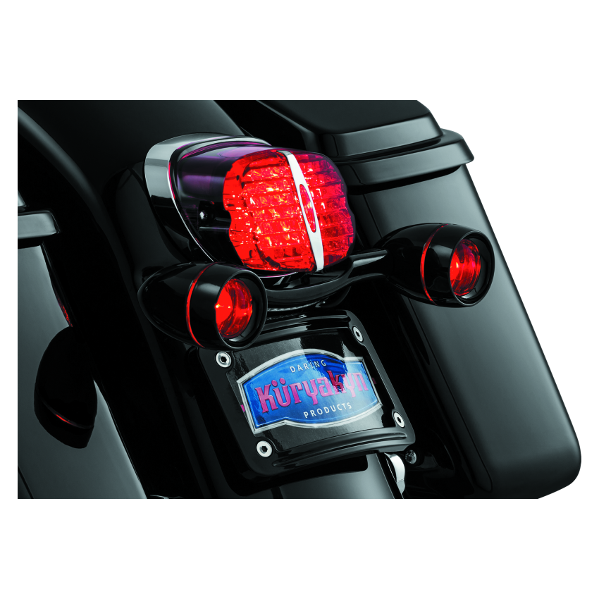 Kuryakyn 5482 Deep Dish Bezels Red Lens Gloss Black