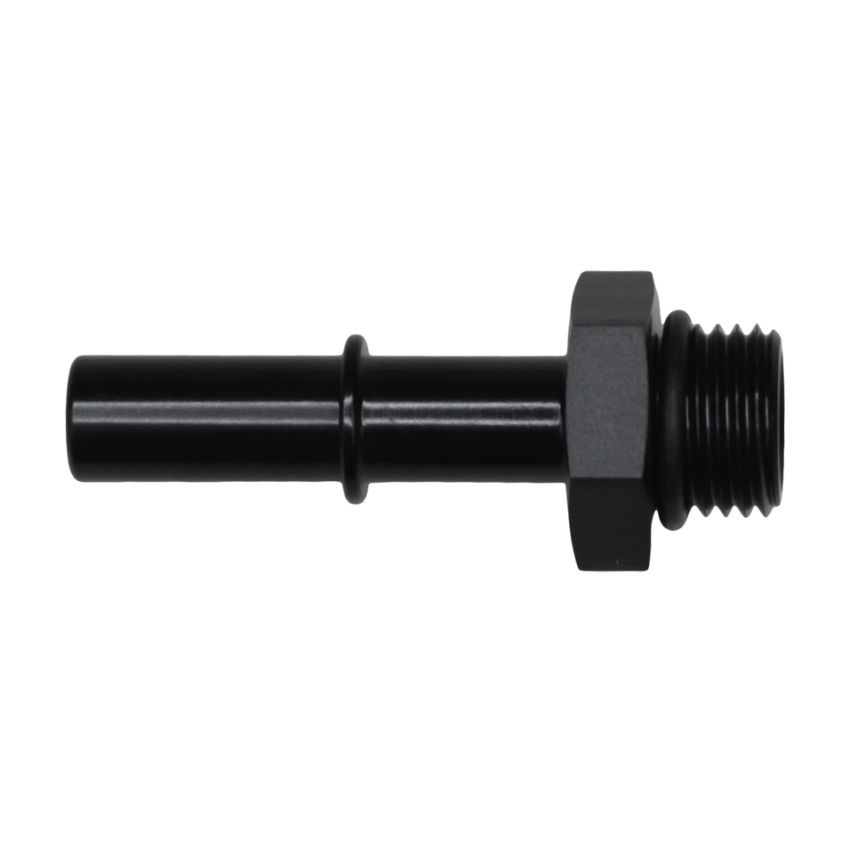 DeatschWerks 6AN ORB Male to 3/8in Male EFI Quick Connect Adapter - Anodized Matte Black