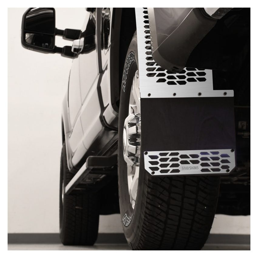 Putco 78150 11-16 Ford SuperDuty - Set of 2 (Excl Dually Rear) Mud Skins - Brushed SS w/ Hex Shield