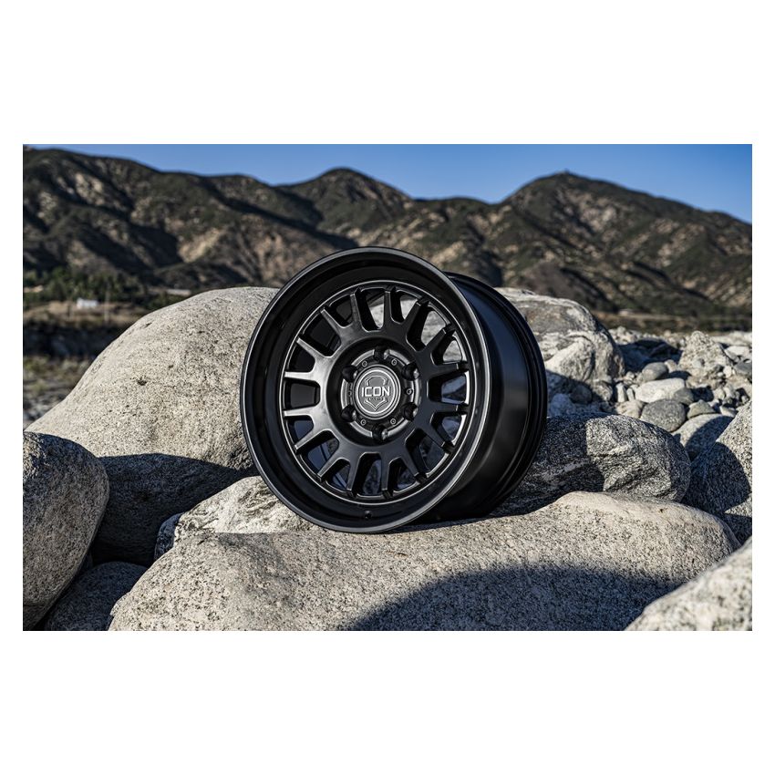 ICON 8217857345SB Anza 17x8.5 5x5 -6mm Offset 4.5in BS 71.5mm Hub Bore Satin Black Wheel