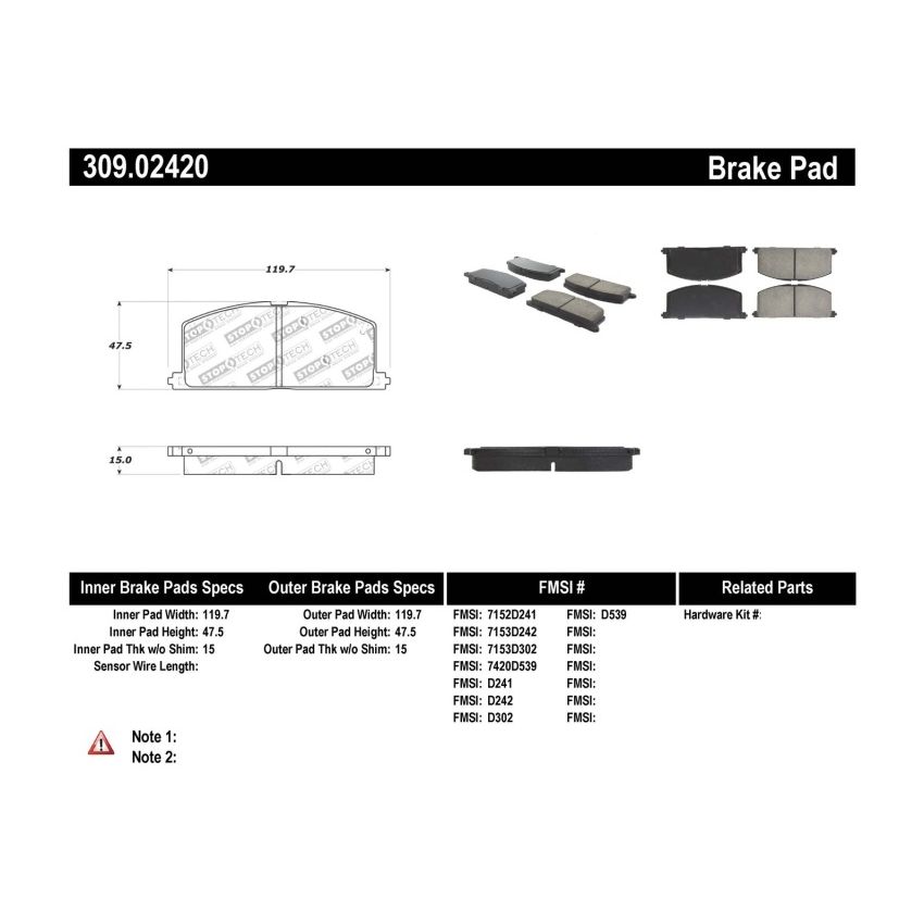 Stoptech 309.02420 Performance Brake Pads