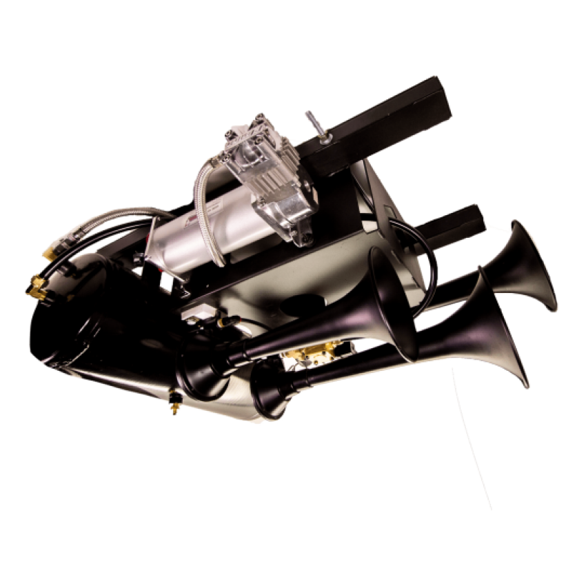 Kleinn Air Horns USTL-230 Kleinn Spare Tire Kit w/ Black Triple Horns/ 150 PSI Waterproof Air Compressor / 3.0 gal Air Tank