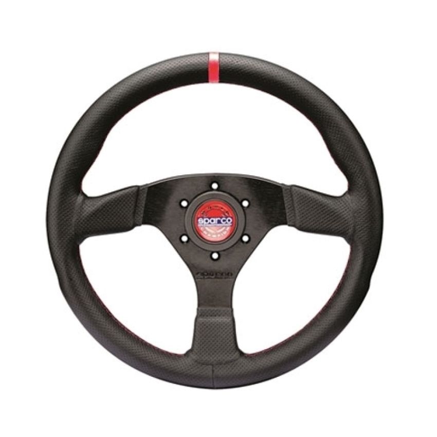 Sparco Steering Wheel R383 Champion Black Leather / Red Stiching