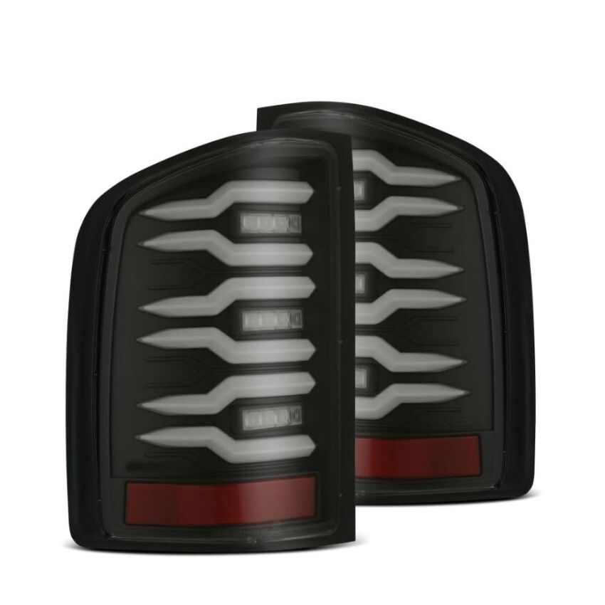 AlphaRex 620080 07-14 Chevrolet Silverado 1500/2500HD/3500HD Luxx-Series LED Tail Lights Blk w/Smoked Lens