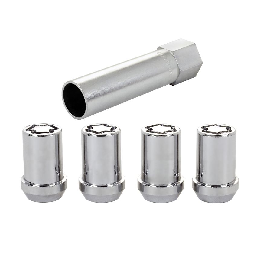 McGard Wheel Lock Nut Set - 4pk. (Tuner / Cone Seat) M12X1.25 / 13/16 Hex / 1.24in. Length - Chrome