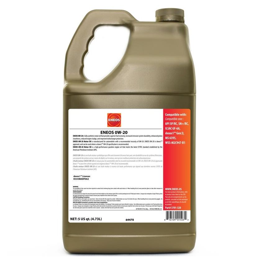 ENEOS 3701-323 0W-20 API SP/GF-6A, dexos1 Gen3, PN 3701-323