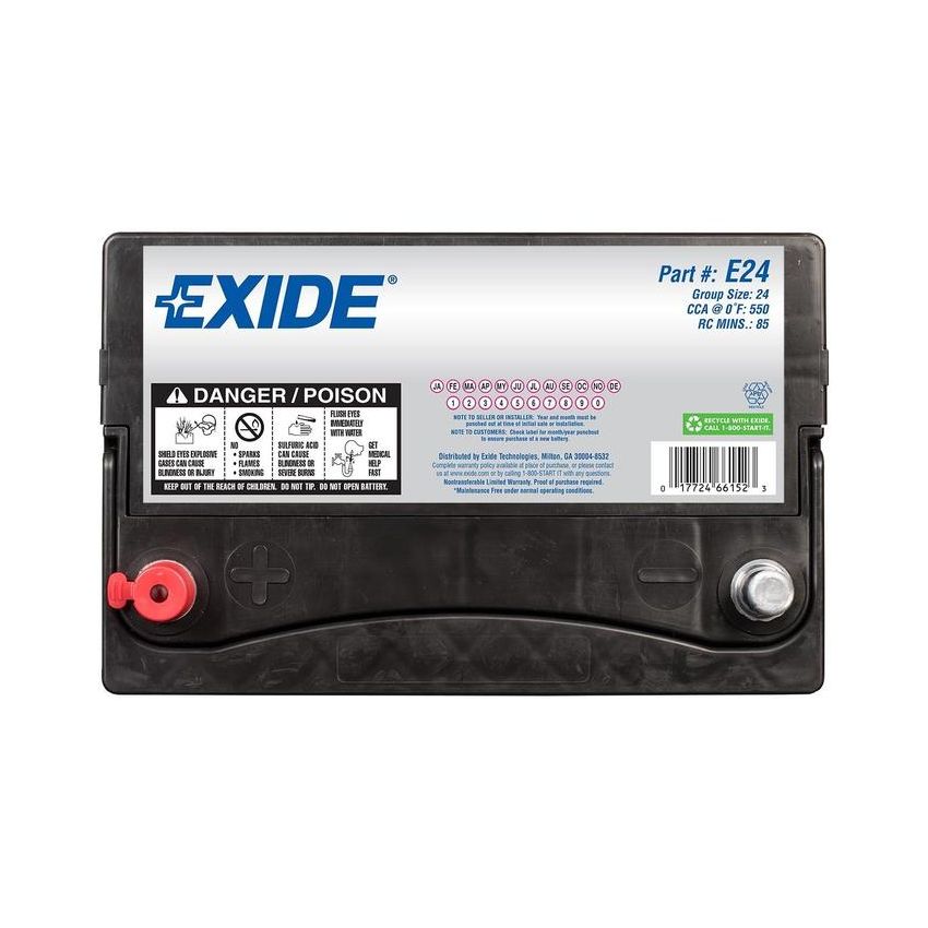 EXIDE BATTERY E24 Automotive GRP:24 CCA:550 AH:46 RC:85 FLOODED