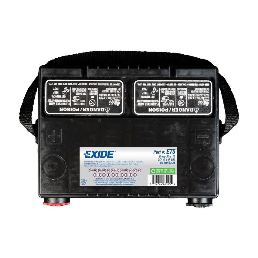EXIDE BATTERY E75 Automotive GRP:75 CCA:550 AH:46 RC:85 FLOODED