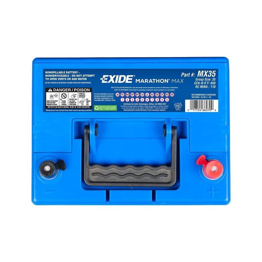 EXIDE BATTERY MX35 Marathon Max GRP:35 CCA:650 AH:55 RC:100 AGM