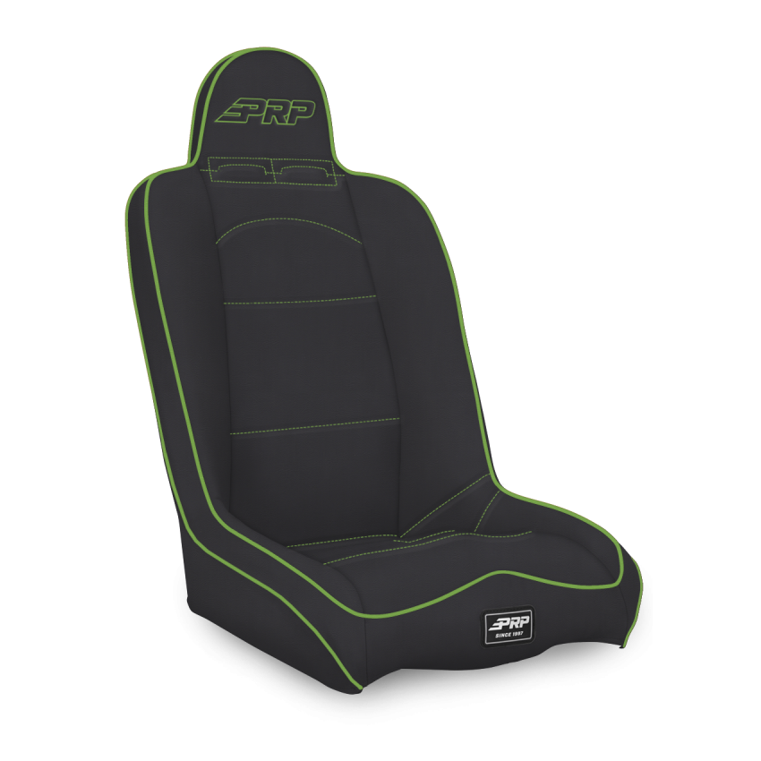 PRP Seats A140110-201-W PRP Daily Driver High Back Suspension Seat- Black/Green Vinyl