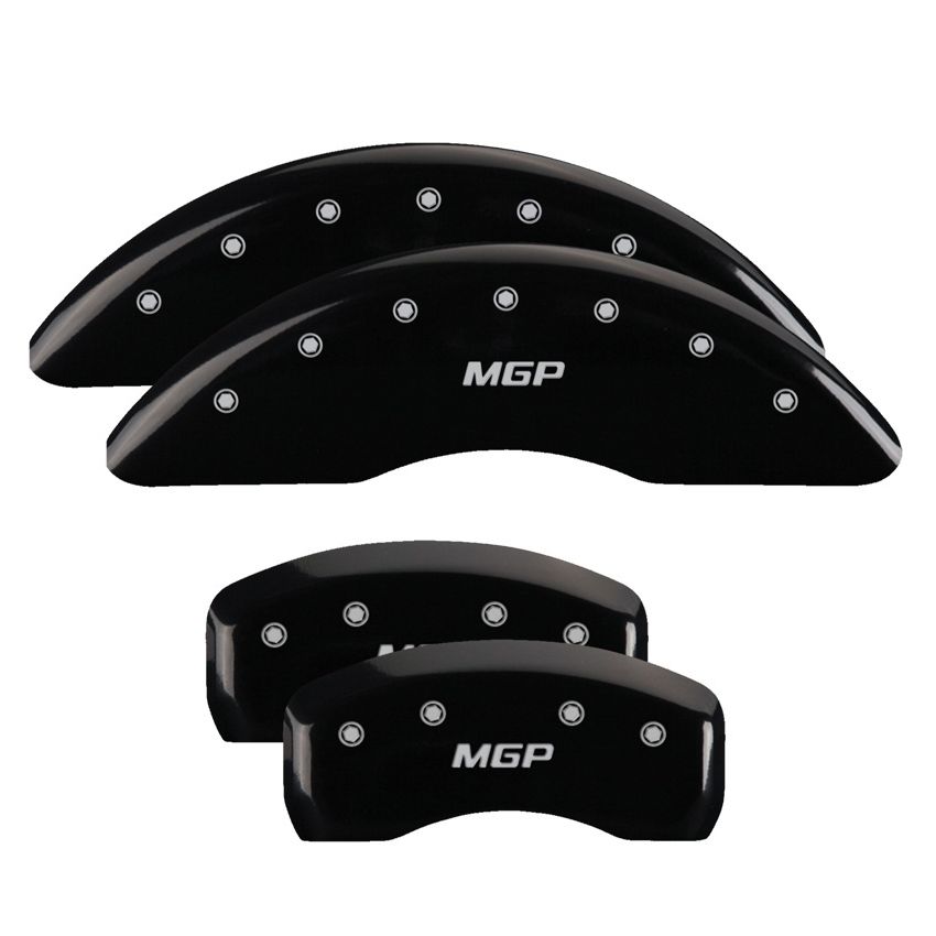 MGP 14214SMGPBK 4 Caliper Covers Engraved Front & Rear  Black finish silver ch
