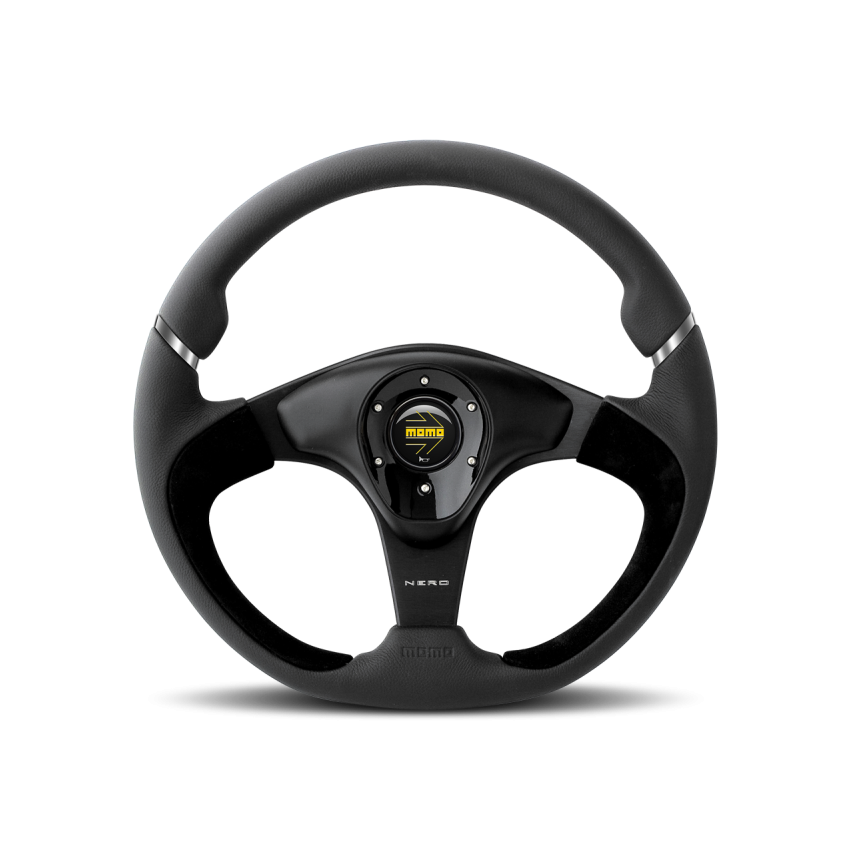 Momo Nero Steering Wheel 350 mm - Black Leather/Suede/Black Spokes