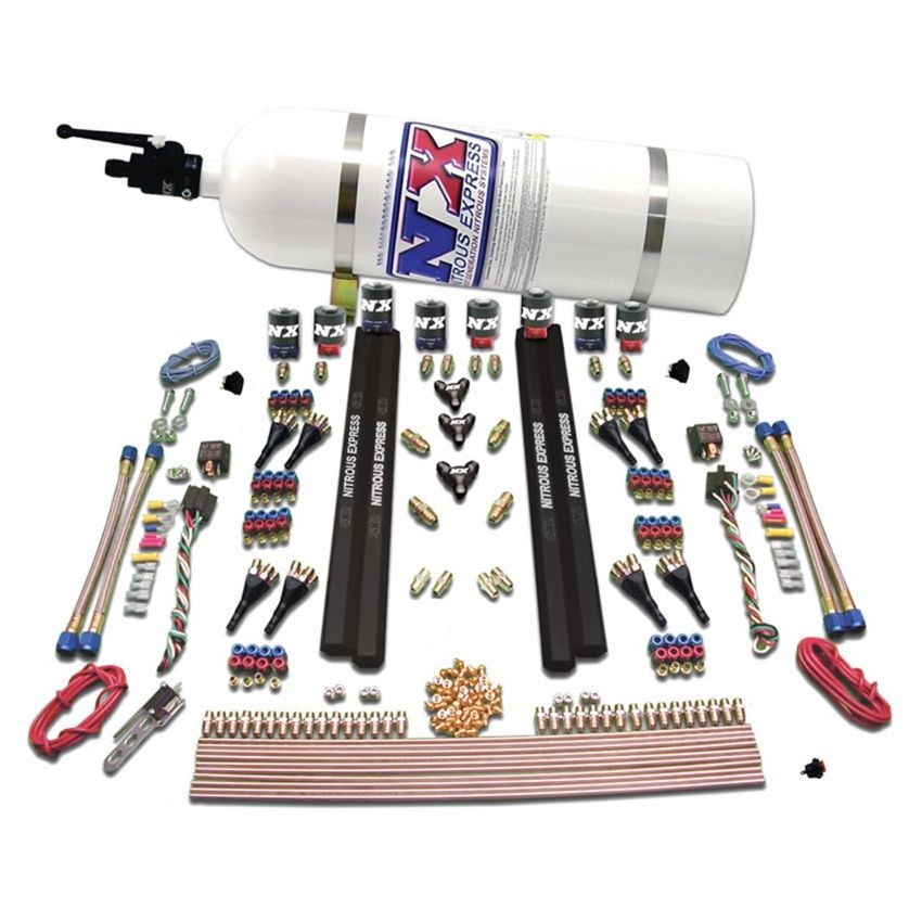 Nitrous Express 90095-15 SX2 DUAL STAGE/ALCOHOL - 8 SOLENOID (200-1200HP) WITH 15LB BOTTLE