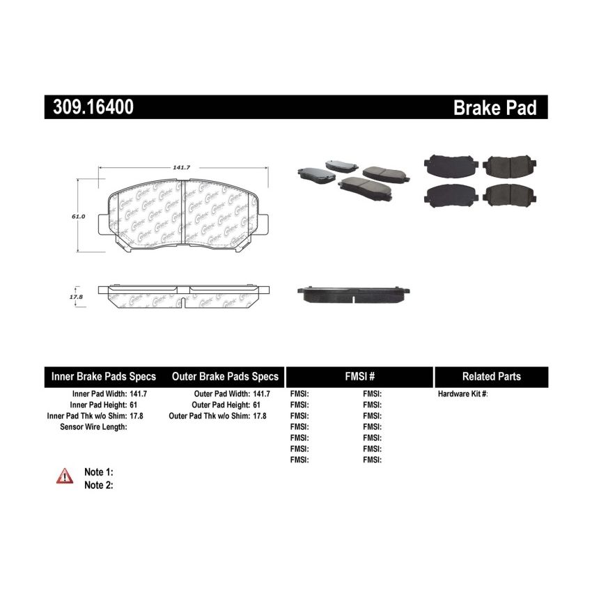 StopTech Performance Front Brake Pads 13-14 Dodge Dart/Jeep Cherokee