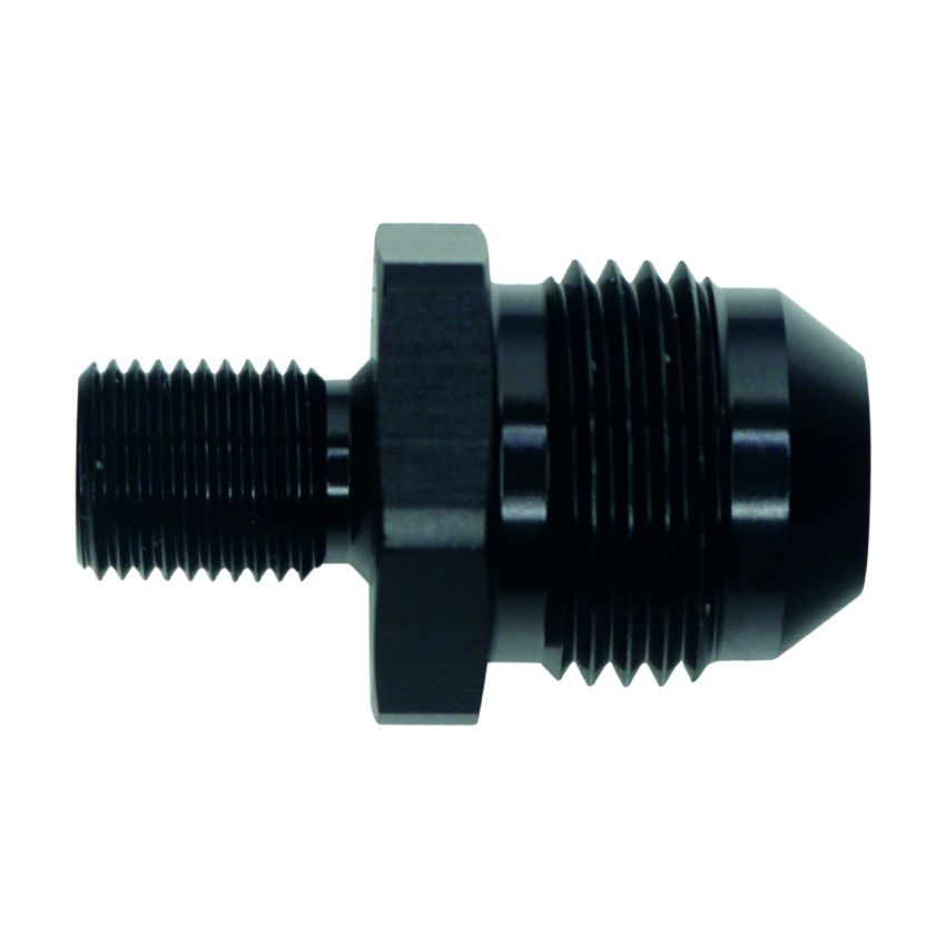 DeatschWerks 8AN Male Flare to M10 X 1.0 Male Metric - Anodized Matte Black