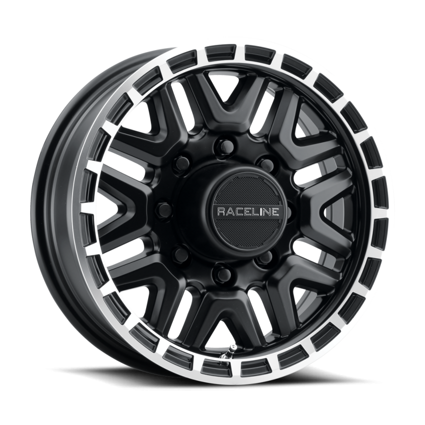 Raceline 953BM Krank 16x6in / 6x139.7 BP / 0mm Offset / 4.25mm Bore - Black & Machined Wheel