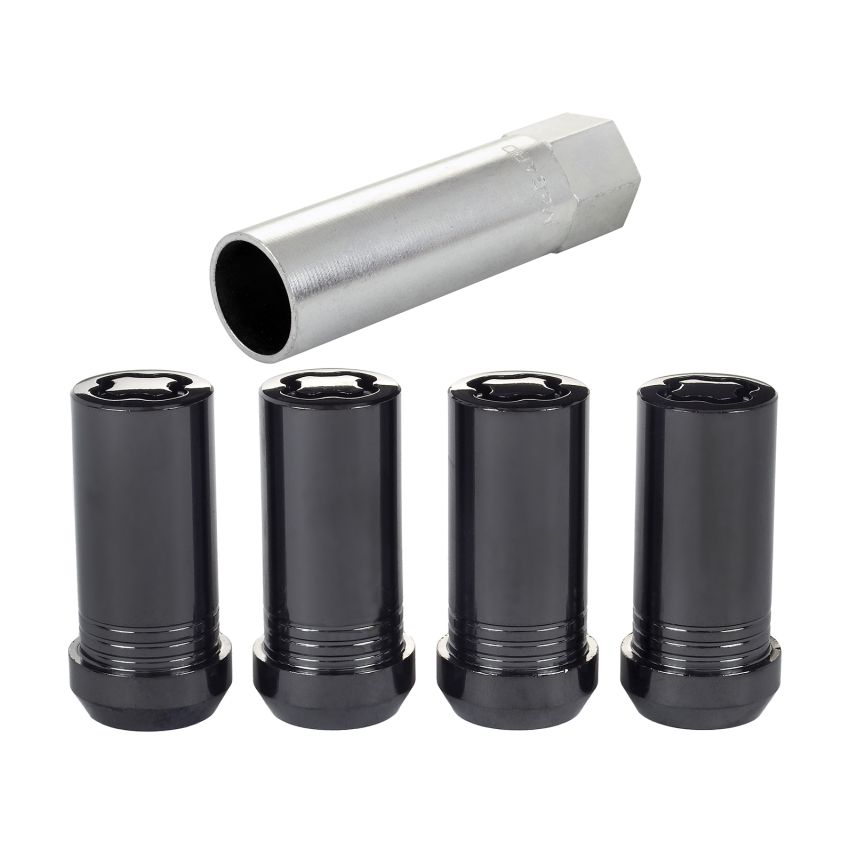 McGard Wheel Lock Nut Set - 4pk. (Tuner / Cone Seat) M14X1.5 / 1in. Hex / 1.935in. Length - Black