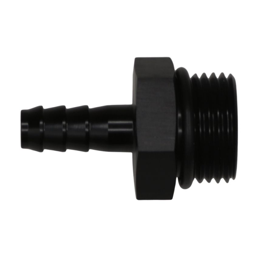 DeatschWerks 10AN ORB Male to 5/16in Male Triple Barb Fitting (Incl O-Ring) - Anodized Matte Black
