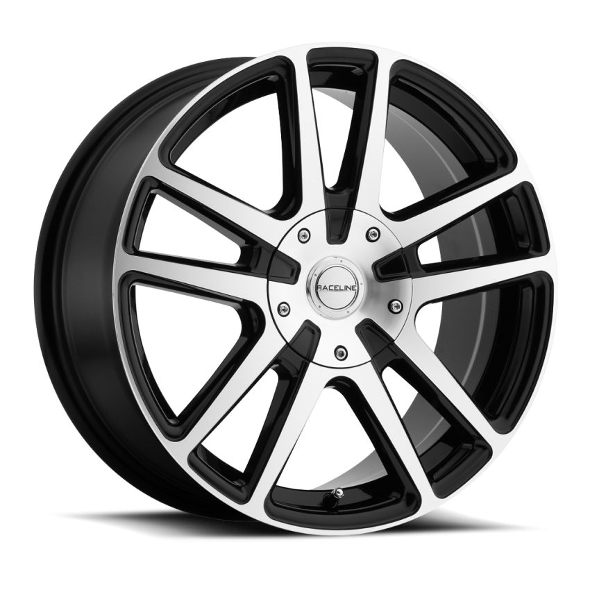 Raceline 145M Encore 16x7in / 4x100/4x114.3 BP / 40mm Offset / 72.62mm Bore - Black & Machined Wheel