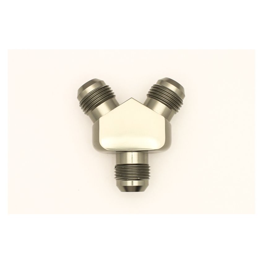 DeatschWerks 10AN Male Flare + 10AN Male Flare To 10AN Male Flare Y-Block Fitting