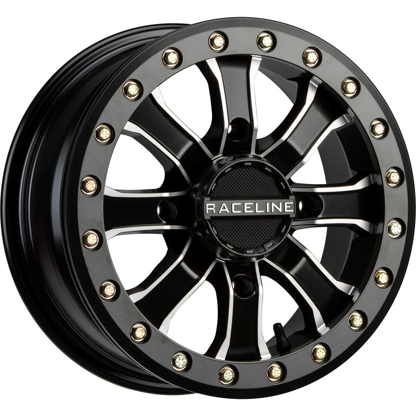 Raceline A71MB Mamba 14x6in/4x137 BP/40mm Offset/110.18mm Bore - Black & Machined Beadlock Wheel