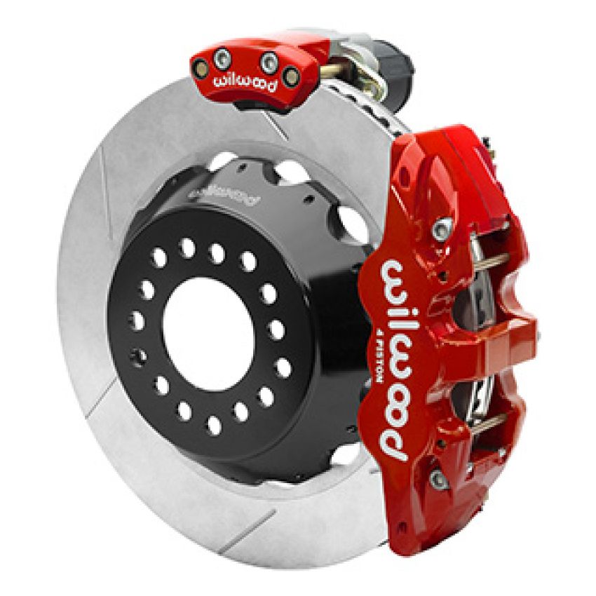 Wilwood 140-16170-R AERO4 Big Brake Rear Electronic Parking Brake Kit - Red - Powder Coat Caliper - GT SLT Rotor
