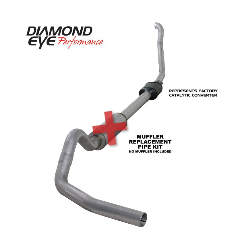 Diamond Eye Performance K4306A-RP Diamond Eye KIT 4in MFLR RPLCMENT PIPE TB SGL ALUM 94-97 5 7 3L F250/F350 PWRSTROKE NFS W CARB STDS