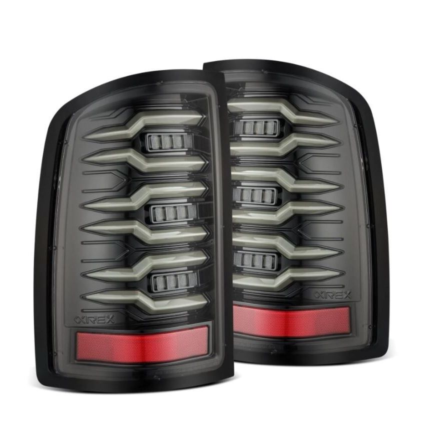 AlphaRex 630070 07-13 GMC Sierra 1500/2500HD/3500HD Luxx Series LED Tail Lights - Alpha Black